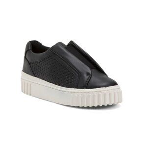 CLARKS Black Leather Mayhill Bay Comfort Sneakers
